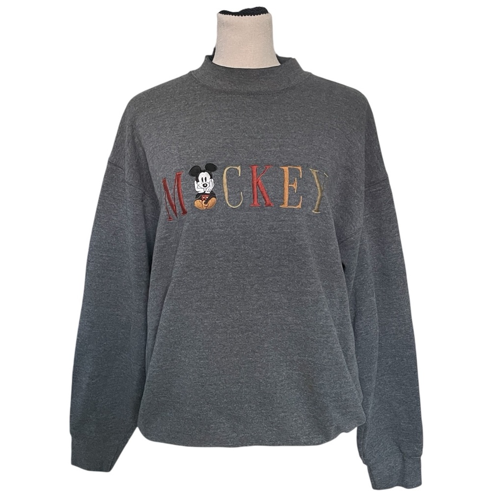 Vintage 90s Mickey and Co Classic Dark Gray Crew Neck Sweatshirt